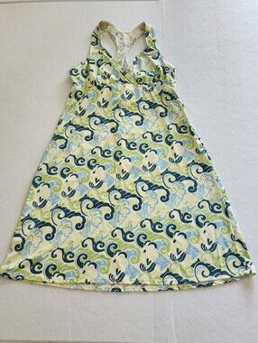 Spunkwear Printed Racerback Athletic Midi Dress in Green & Blue Size Medium